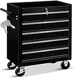 Masko® Werkstattwagen - 5 Schubladen, schwarz ✓...